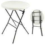 Skládací bistro stůl Ø 80 cm, výška 110 cm, bílý