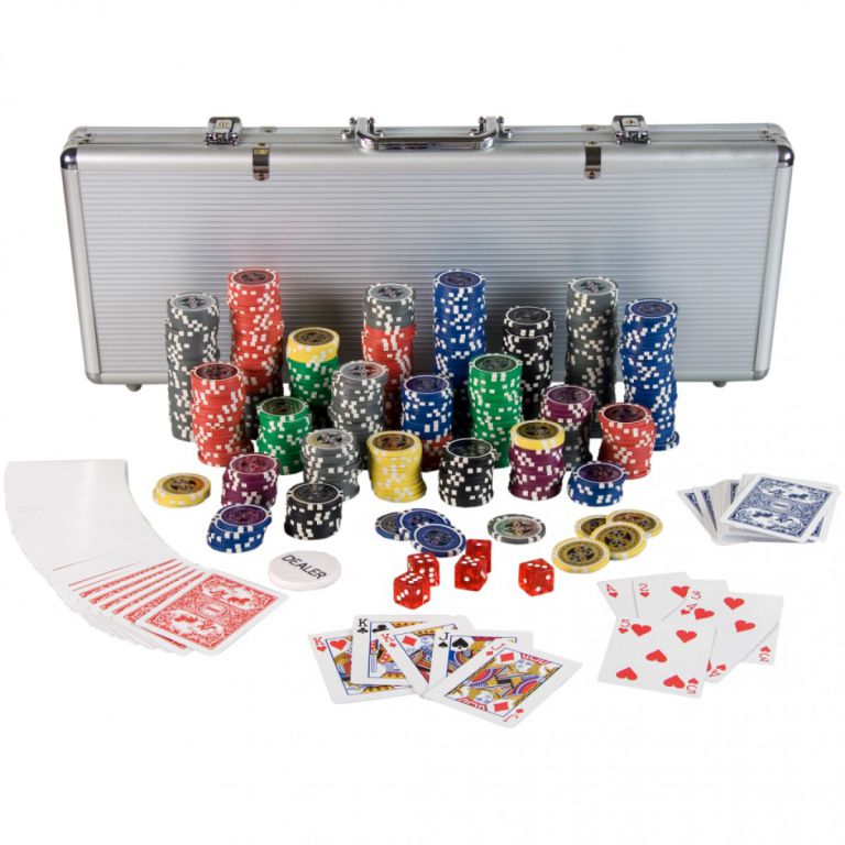 Poker set 500 ks žetonů a příslušenství pro poker v hliníkovém kufříku