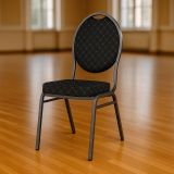 Kongresová židle kovová MONZA, černá, stohovatelná