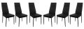 Sada jídelních židlí s PU kůží, černé, 6 ks